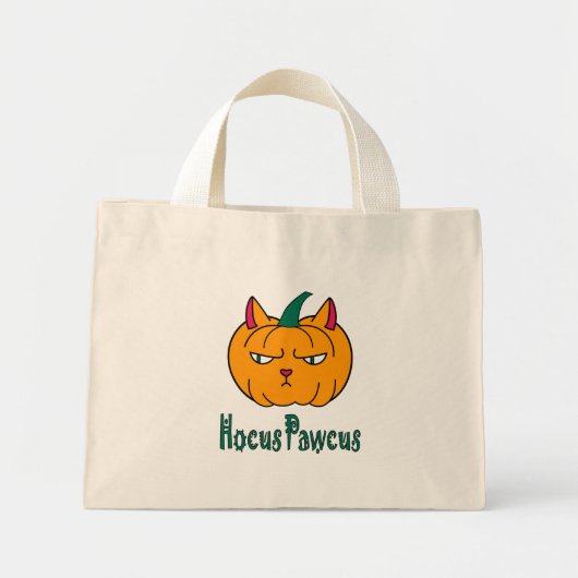 Hocus pawcus Halloween pompoen gember kat magie Mini Tote Bag (Voorkant)