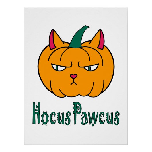 Hocus pawcus Halloween pompoen gember kat magie Perfect Poster (Voorkant)