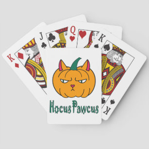 Hocus pawcus Halloween pompoen gember kat magie Pokerkaarten