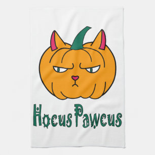 Hocus pawcus Halloween pompoen gember kat magie Theedoek
