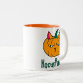 Hocus pawcus Halloween pompoen gember kat magie Tweekleurige Koffiemok (Voorkant rechts)