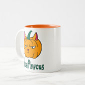 Hocus pawcus Halloween pompoen gember kat magie Tweekleurige Koffiemok (Voorkant links)