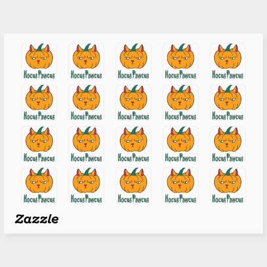 Hocus pawcus Halloween pompoen gember kat magie Vierkante Sticker (Vel)