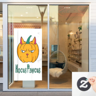 Hocus pawcus Halloween pompoen kaneelkleurige kat Raamsticker