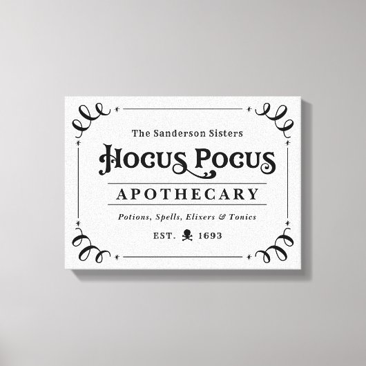 Hocus Pocus Apothecary Black en White Halloween Canvas Afdruk (Voorkant)