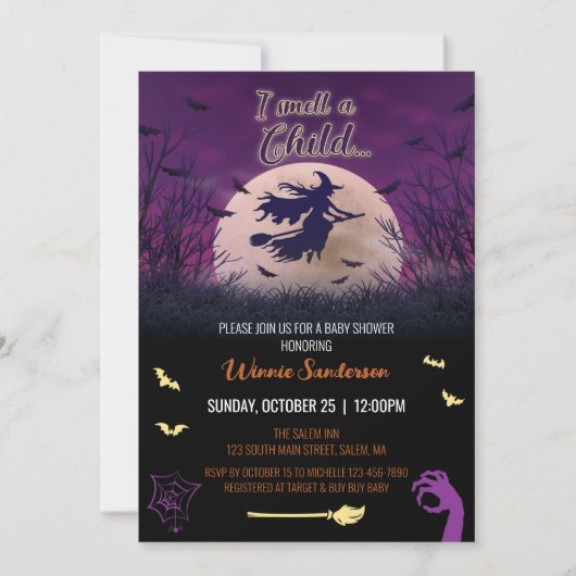 Hocus Pocus Baby Shower Invitation Kaart (Voorkant)