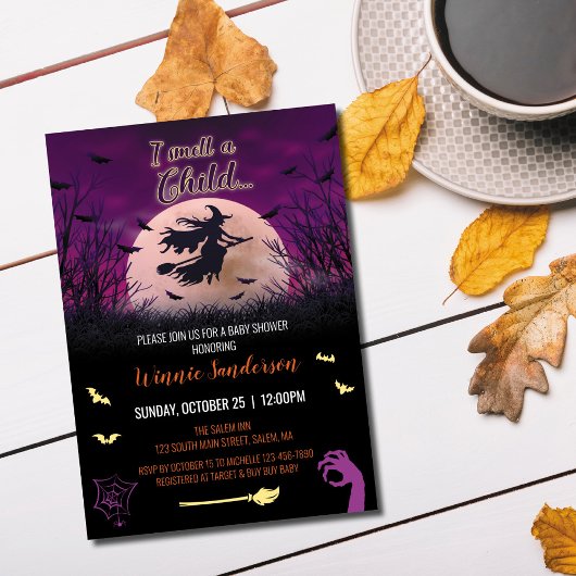 Hocus Pocus Baby shower Uitnodiging