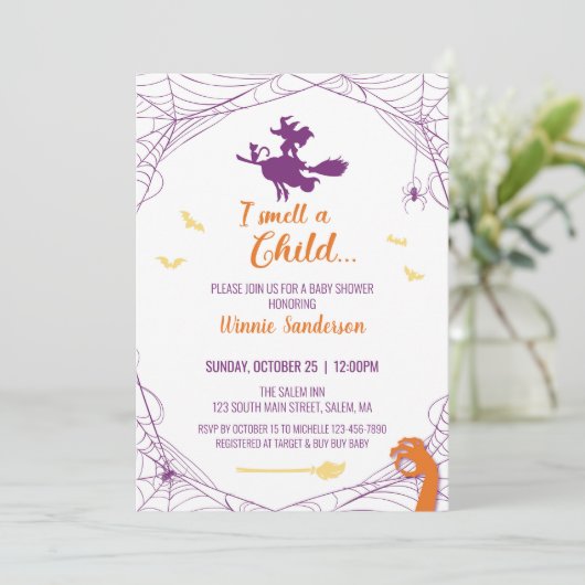 Hocus Pocus Baby shower Uitnodiging (Staand voorkant)