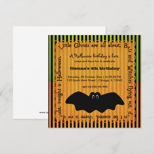 Hocus Pocus Bat Birthday Kaart (Voorkant / Achterkant)