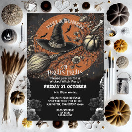 Hocus Pocus Bezem Hoed Vintage Boze Heks Feest Kaart