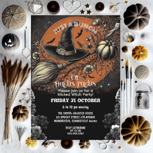 Hocus Pocus Bezem Hoed Vintage Boze Heks Feest  Kaart