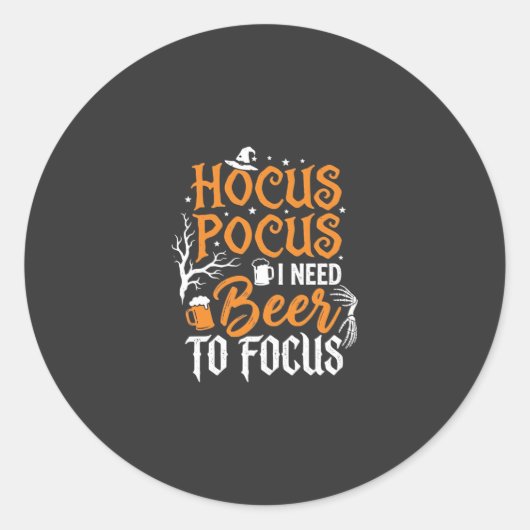 Hocus Pocus Bier Halloween Ontwerp_1 Ronde Sticker (Voorkant)