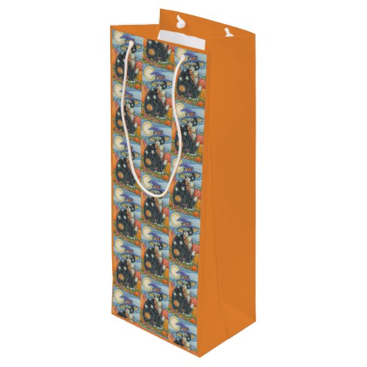 HOCUS POCUS BLACK CAT HALLOWEEN GIFT BAG - WIJN WIJN CADEAUTAS (Achterkant Gekanteld)