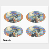 HOCUS POCUS BLACK CAT WITCH, HALLOWEEN STICKERS (Vel)