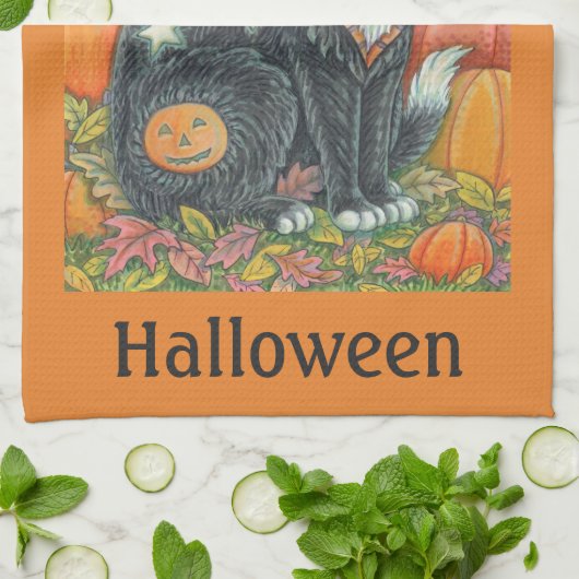HOCUS POCUS BLACK CAT WITCH HOLIDAY KITCHEN TOWEL THEEDOEK (Gevouwen)
