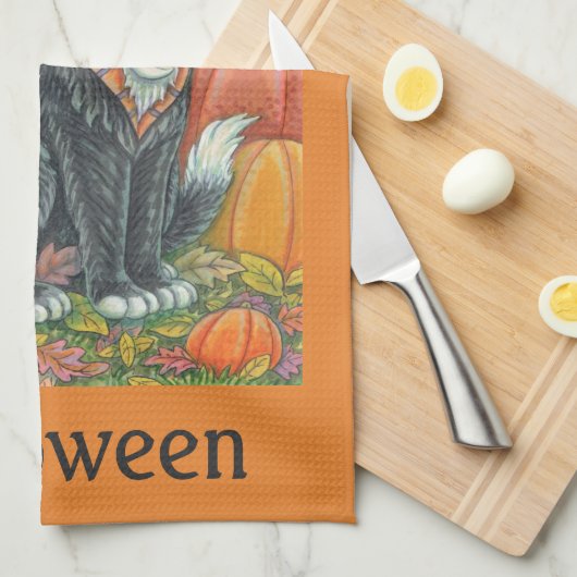 HOCUS POCUS BLACK CAT WITCH HOLIDAY KITCHEN TOWEL THEEDOEK (Quarter Fold)