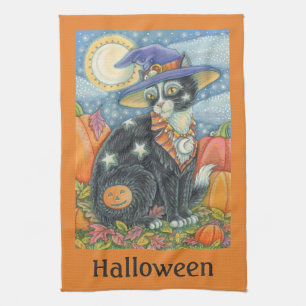 HOCUS POCUS BLACK CAT WITCH HOLIDAY KITCHEN TOWEL THEEDOEK