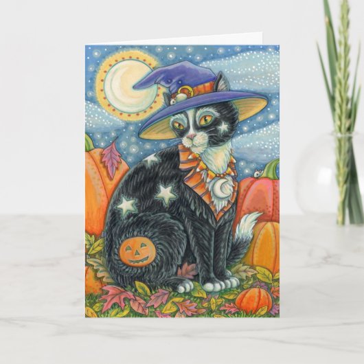 HOCUS POCUS BLACK CAT WITCH & MOUSE HALLOEEN FEESTDAGEN KAART (Voorkant)