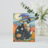 HOCUS POCUS BLACK CAT WITCH & MOUSE HALLOEEN FEESTDAGENKAART (Staand voorkant)