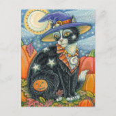 HOCUS POCUS BLACK CAT WITCH & MOUSE HALLOEEN FEESTDAGENKAART (Voorkant)