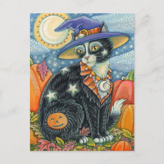 HOCUS POCUS BLACK CAT WITCH & MOUSE HALLOEEN FEESTDAGENKAART (Voorkant)