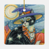 HOCUS POCUS BLACK CAT WITCH & MOUSE HALLOEEN KERAMISCH ORNAMENT (Achterkant)