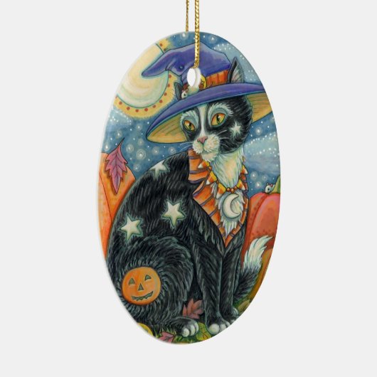 HOCUS POCUS BLACK CAT WITCH & MOUSE HALLOEEN KERAMISCH ORNAMENT (Rechts)