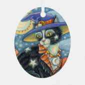 HOCUS POCUS BLACK CAT WITCH & MOUSE HALLOEEN METALEN ORNAMENT (Achterkant)