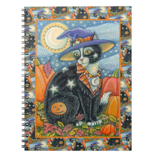 HOCUS POCUS BLACK CAT WITCH & MOUSE HALLOEEN NOTITIEBOEK (Voorkant)