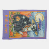 HOCUS POCUS BLACK CAT WITCH & MOUSE HALLOEEN THEEDOEK (Horizontaal)