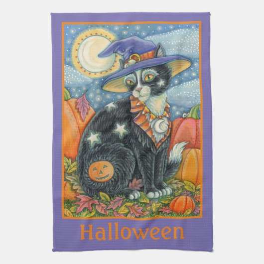 HOCUS POCUS BLACK CAT WITCH & MOUSE HALLOEEN THEEDOEK (Verticaal)