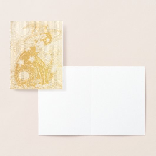 HOCUS POCUS BLACK CAT WITCH, MOUSE HALLOWEEN Blank Folie Kaarten (Display)