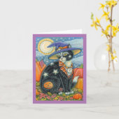 HOCUS POCUS BLACK CAT WITCH, MOUSE HALLOWEEN Blank Kaart (Gele Bloem)