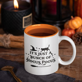 Hocus Pocus Black Halloween Quote Tweekleurige Koffiemok