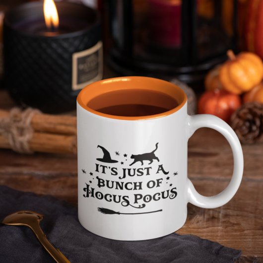 Hocus Pocus Black Halloween Quote Tweekleurige Koffiemok