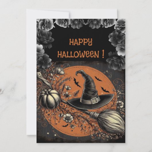 Hocus Pocus Broom Pet Wicked Witch Party Kaart (Achterkant)