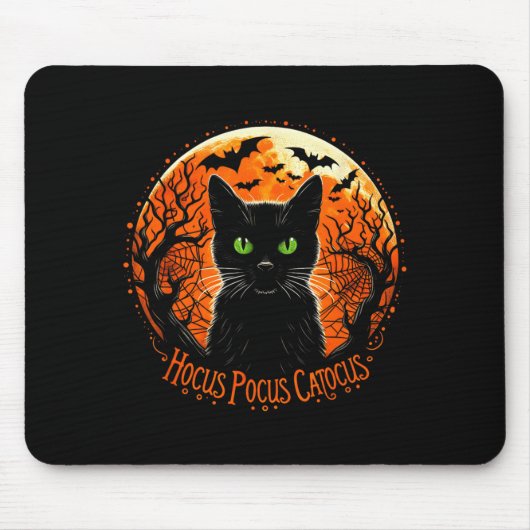 Hocus Pocus Catocus Halloween Zwarte Kat Liefhebbe Muismat (Voorkant)