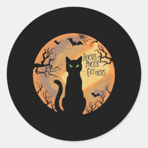Hocus Pocus Catocus Halloween Zwarte Kat Liefhebbe Ronde Sticker