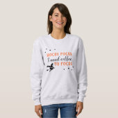 Hocus Pocus Coffee Focus Oranje Dames Halloween Trui (Voorkant volledig)