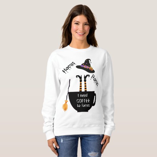 Hocus Pocus Coffee to Focus Halloween sweatshirt (Voorkant volledig)