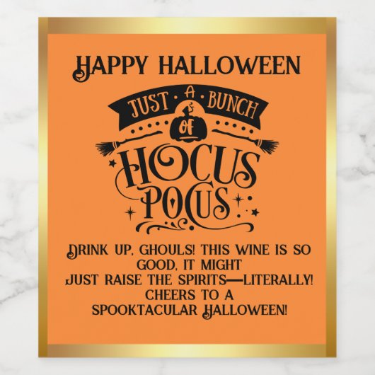 HOCUS POCUS: Enchanting Halloween Bottle Labels! Wijn Etiket (Enkel label)