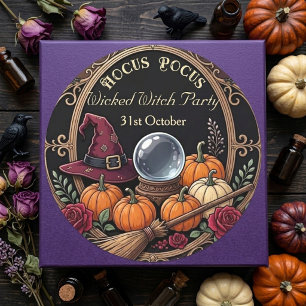 Hocus Pocus Funky Hoed Heksenfeest Vintage Ronde Sticker