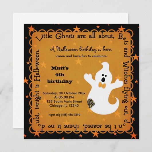Hocus Pocus Ghost Birthday Kaart (Voorkant / Achterkant)