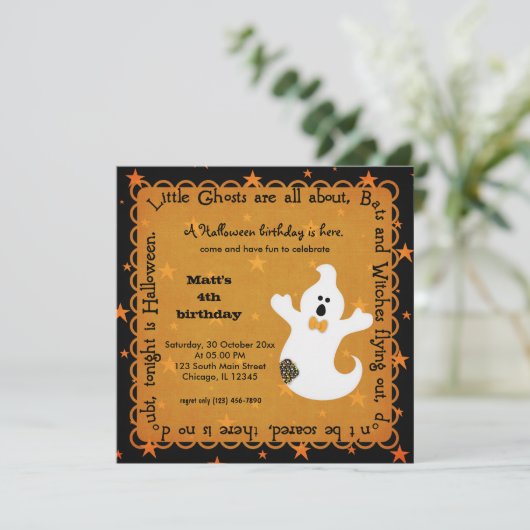 Hocus Pocus Ghost Birthday Kaart (Staand voorkant)