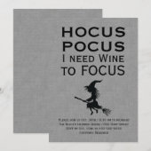 HOCUS POCUS Grey Halloween Party Kaart (Voorkant / Achterkant)