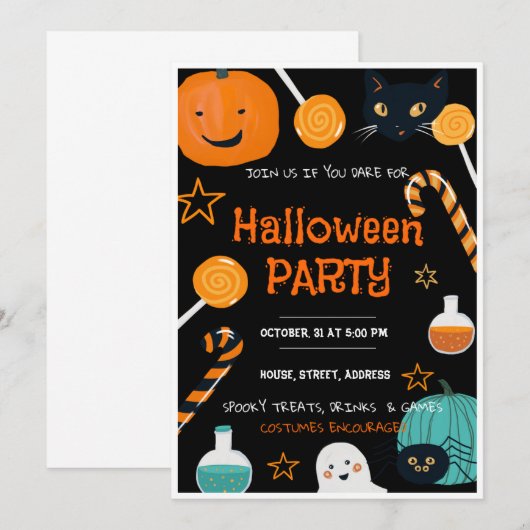 hocus pocus Halloween feestuitnodigingskaart Kaart (Voorkant / Achterkant)