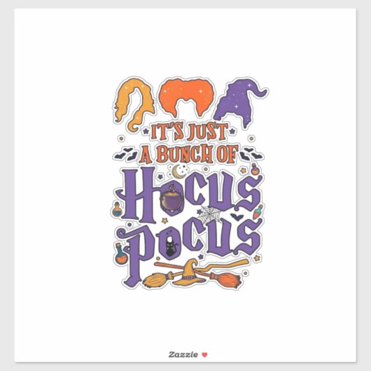Hocus Pocus Halloween Heksen Ketel Bezem Kat M Sticker (Vel)