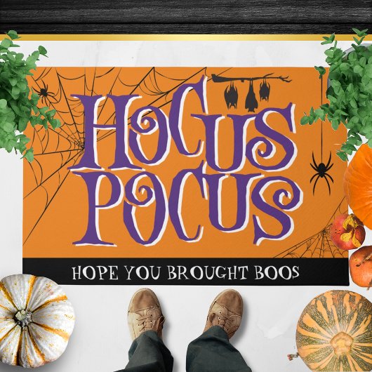 Hocus Pocus Halloween Typografie Sinaasappel Paars Deurmat