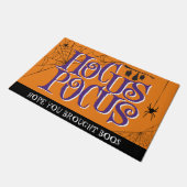 Hocus Pocus Halloween Typografie Sinaasappel Paars Deurmat (Schuin)