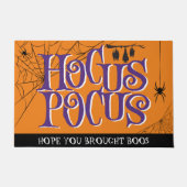 Hocus Pocus Halloween Typografie Sinaasappel Paars Deurmat (Voorkant)